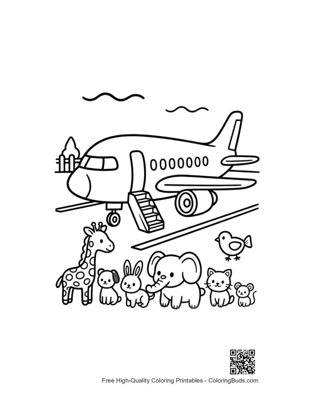Passenger plane coloring page printable