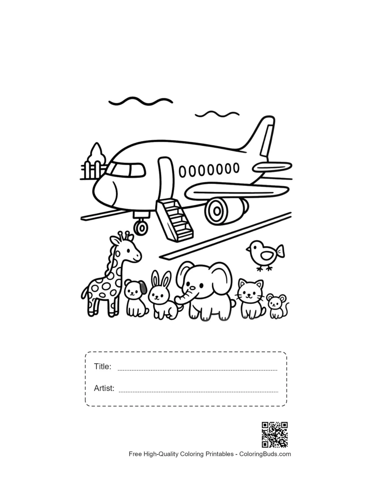 Printable passenger plane sheet with title box