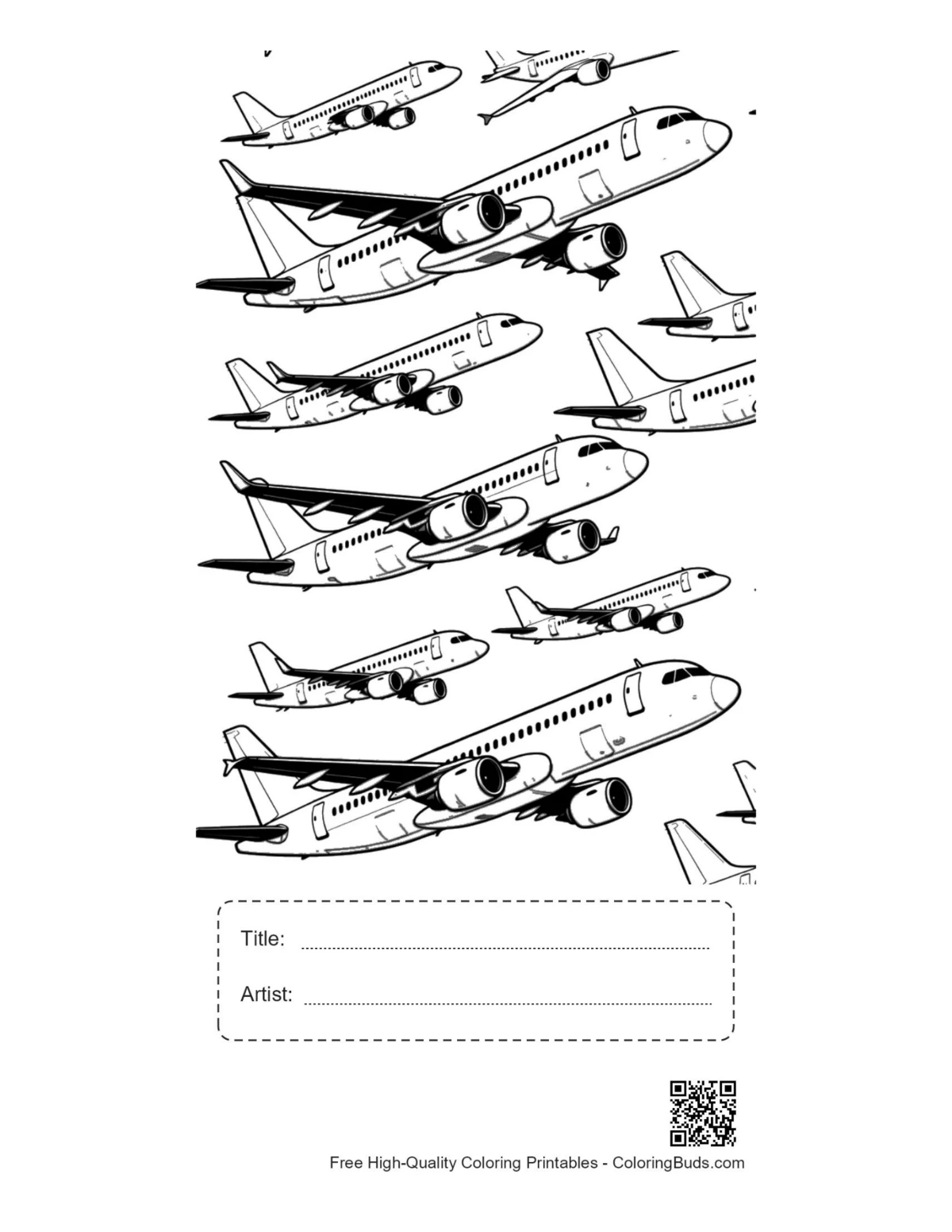 Printable Seamless Airplanes Pattern with Title Box