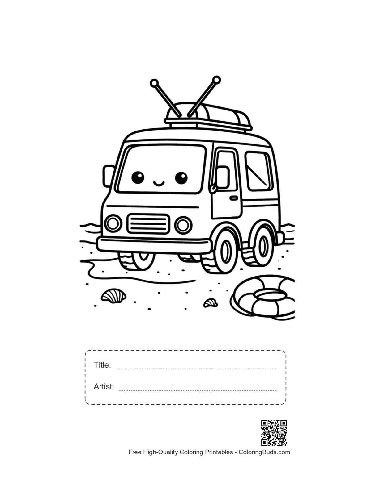 Cute rescue van printable with title artist box for kids