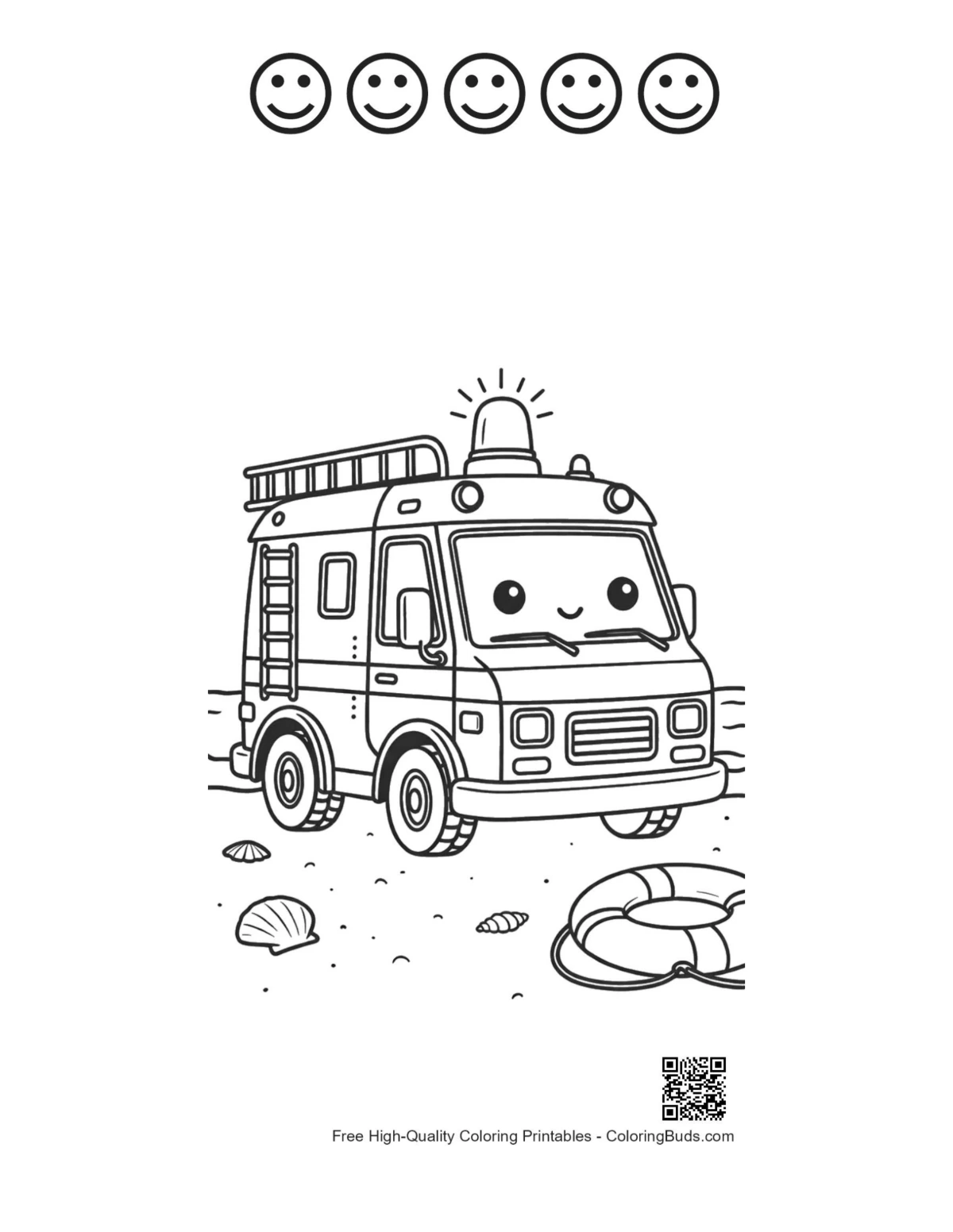 Rescue van and happy faces printable