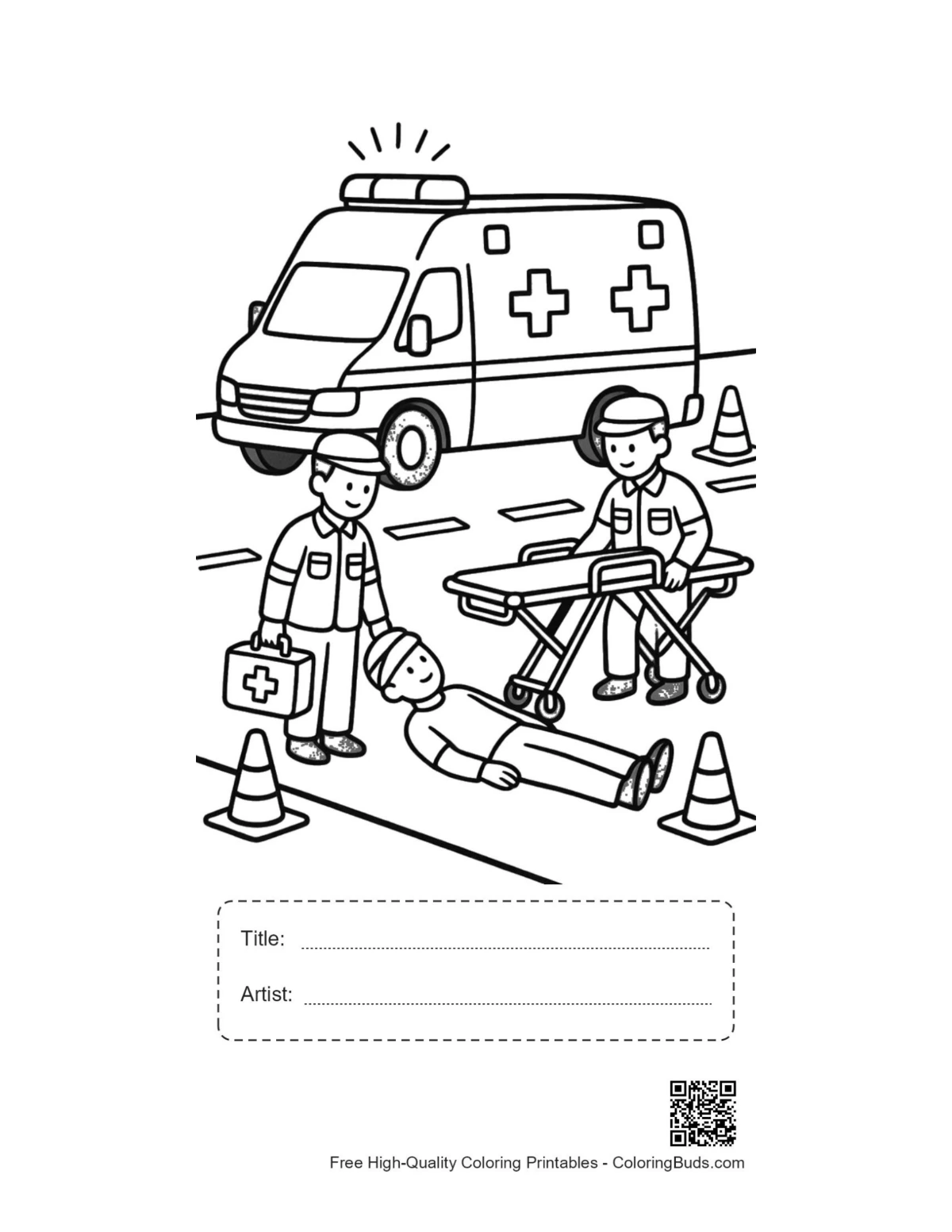 Rescue van scene printable with title box