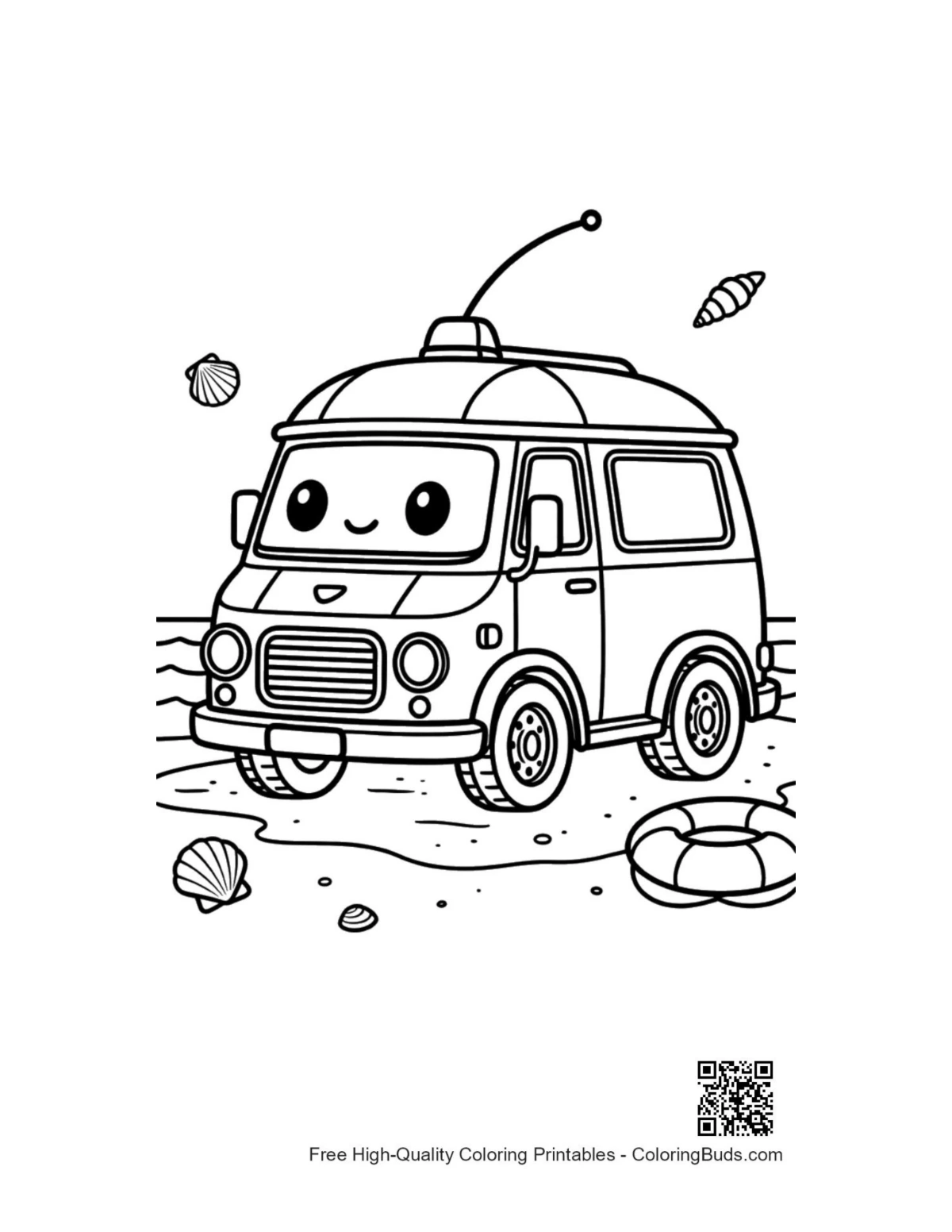 Free Rescue Van printable coloring page