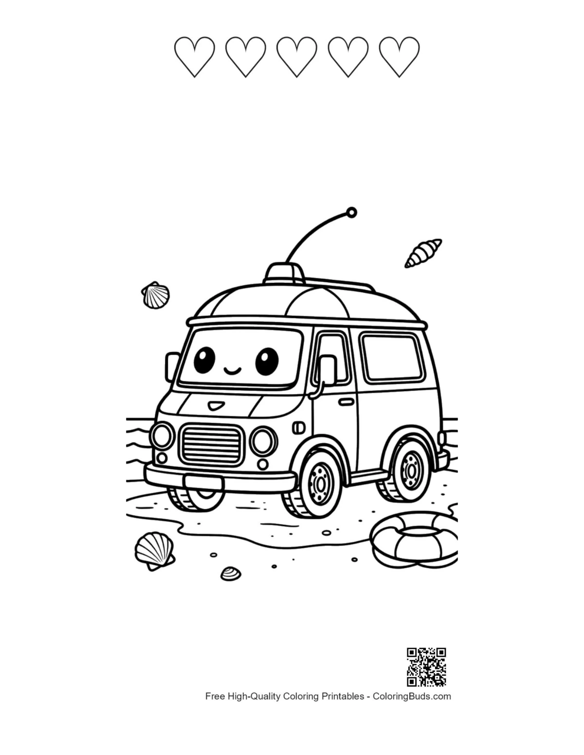 Rescue Van printable 5 heart outline