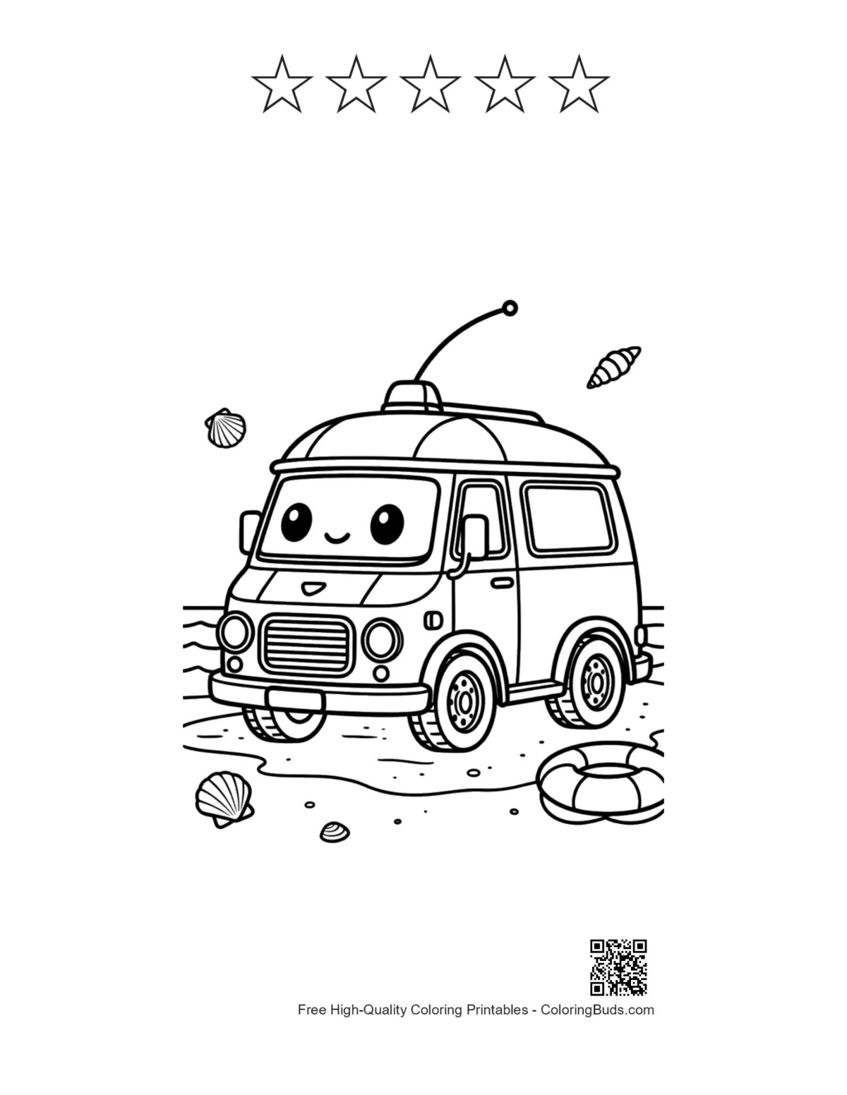 Rescue Van printable with 5 star outline