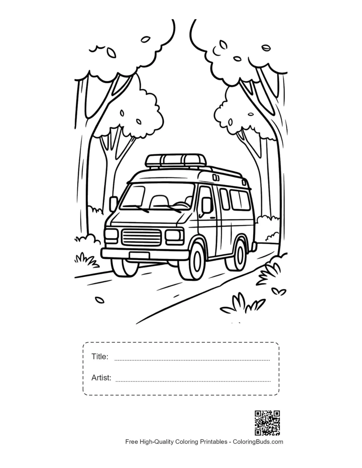 Rescue Van printable with title artist box woods