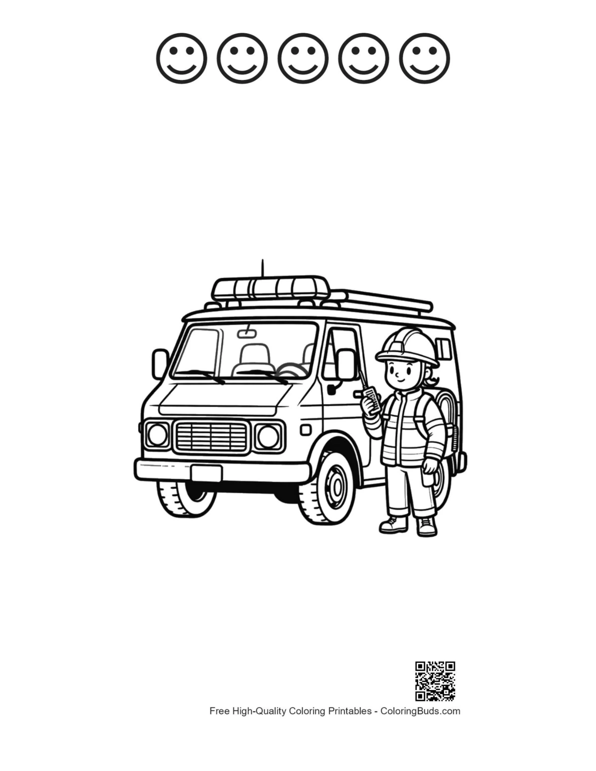 Medical van rescue printable with happy faces