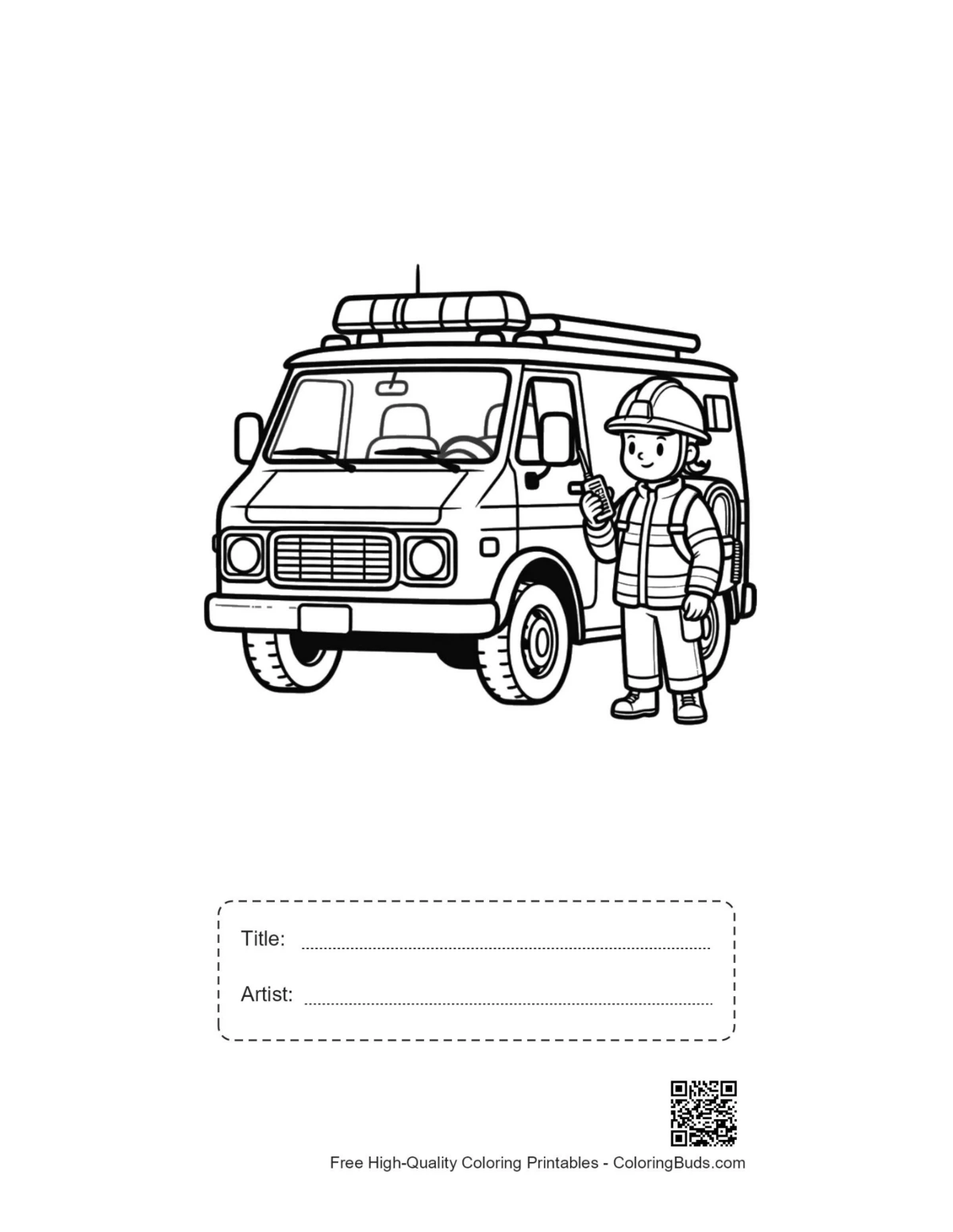 Rescue worker medical van printable with title box