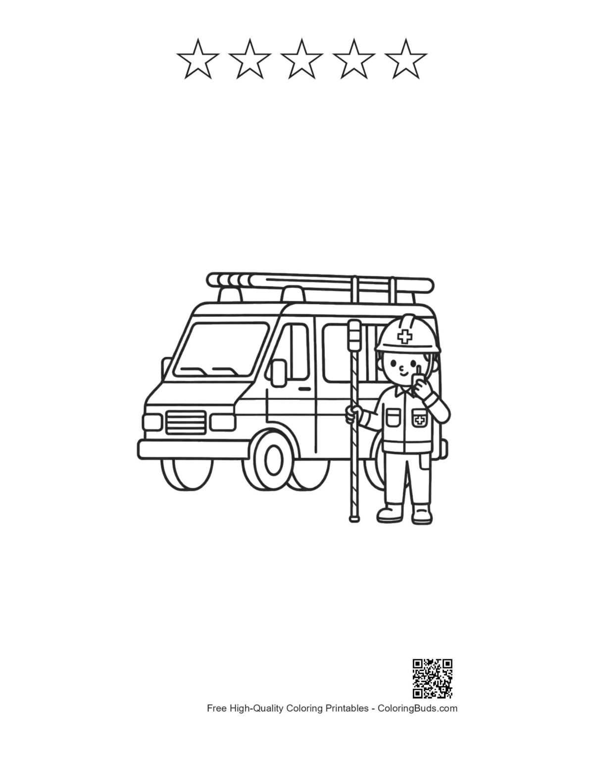 Rescue van printable with 5 star outlines