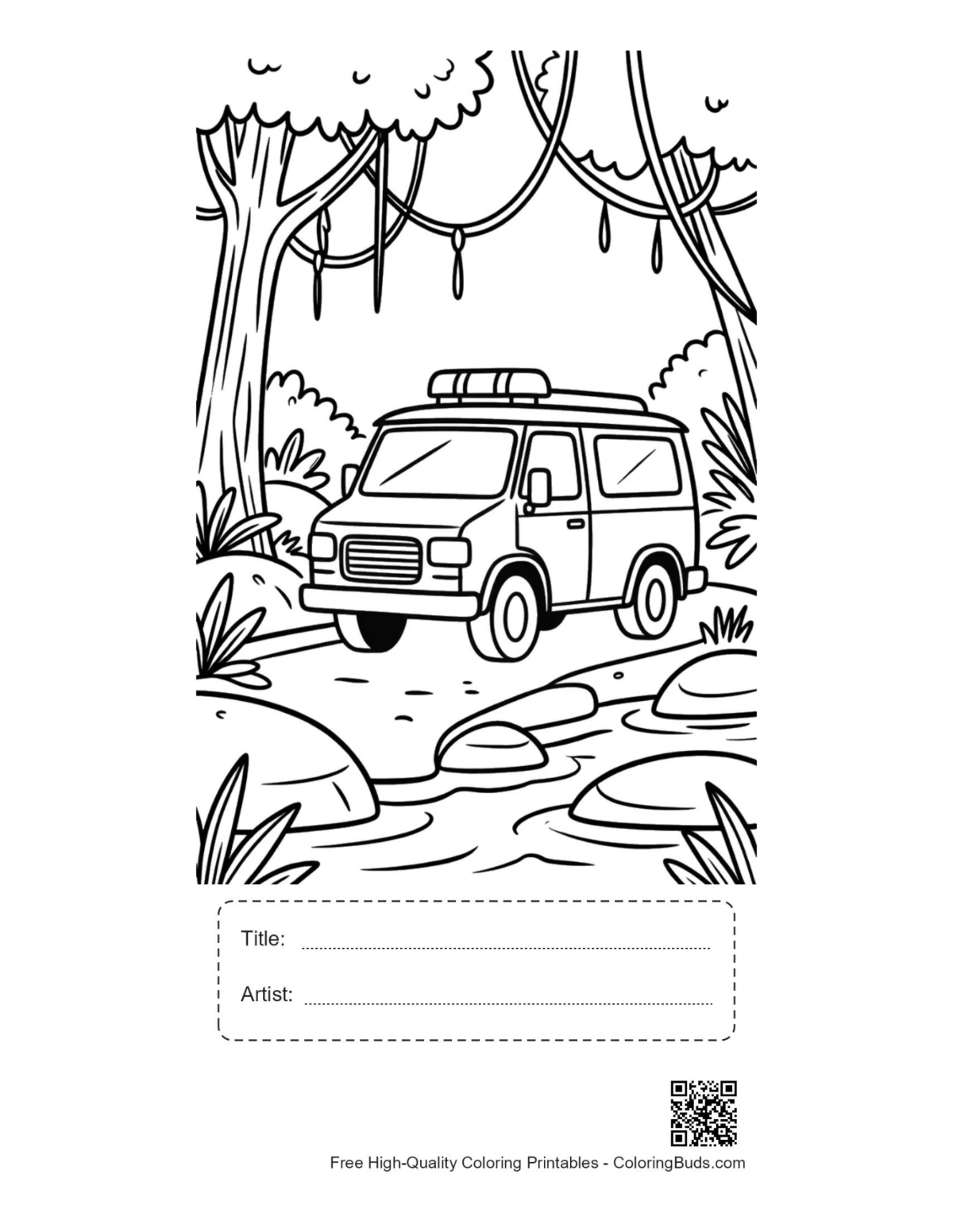 Rescue van jungle stream printable with title box