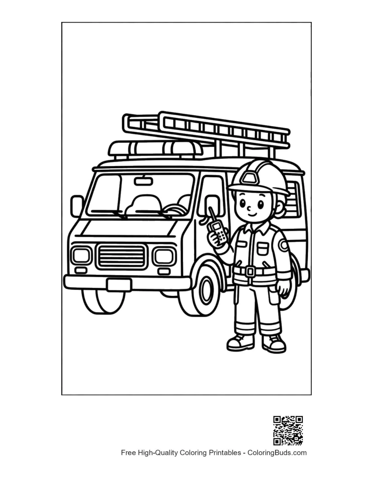 Rescue van with gear and brave technician printable