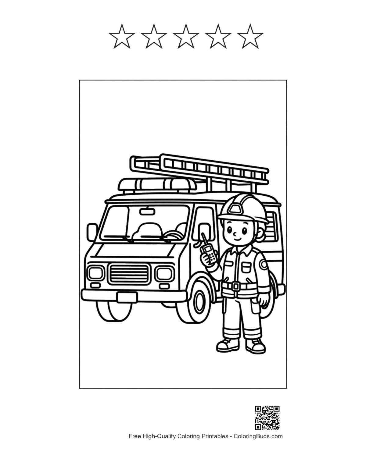 Rescue van with 5 star outlines printable