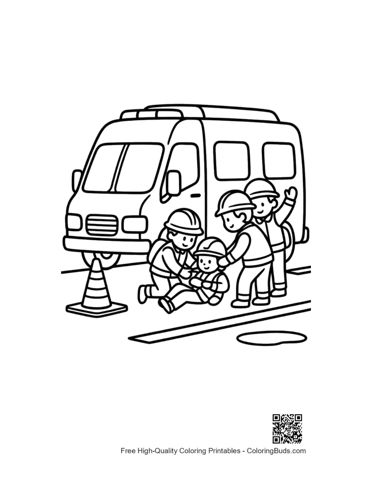 Free printable Rescue Van coloring page for kids