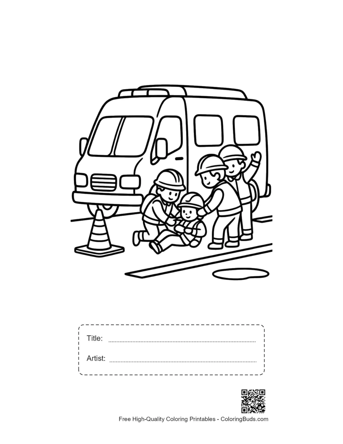 Rescue Van printable with title and artist box
