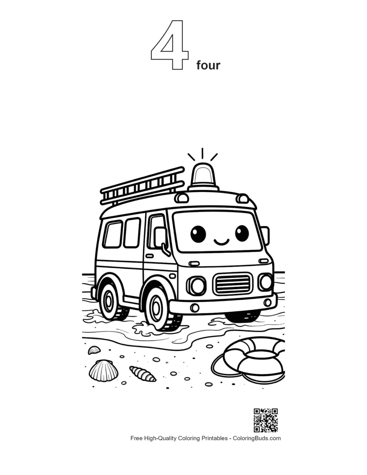 Rescue Van outline number 4 printable