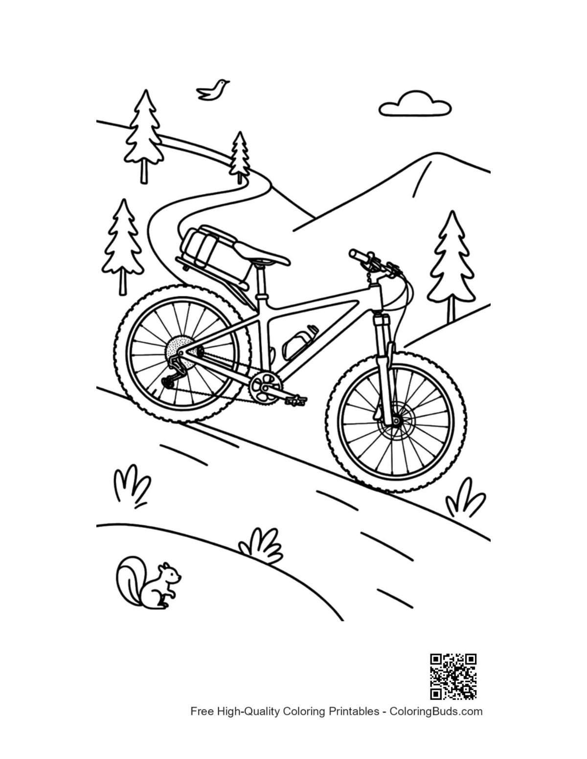 Mountain bike downhill adventure coloring printable
