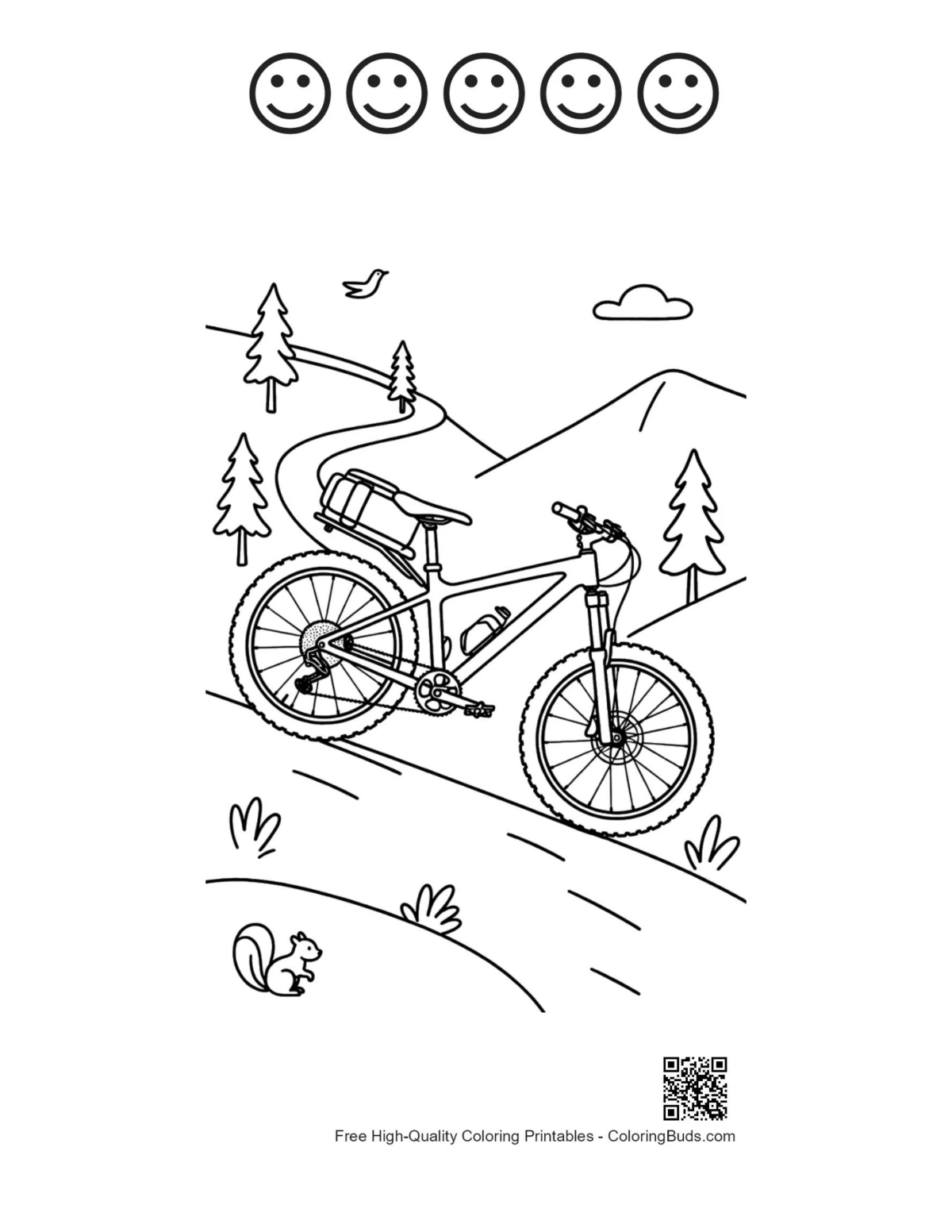 Mountain bike adventure with happy faces printable