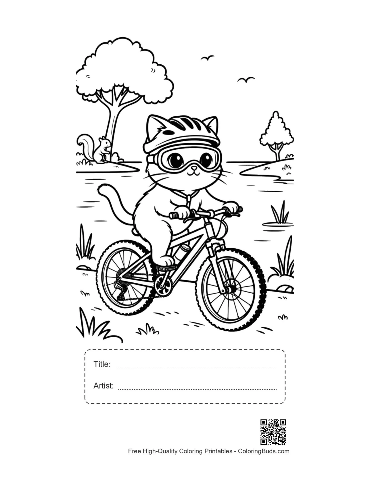 Easy mountain bike printable with title artist box