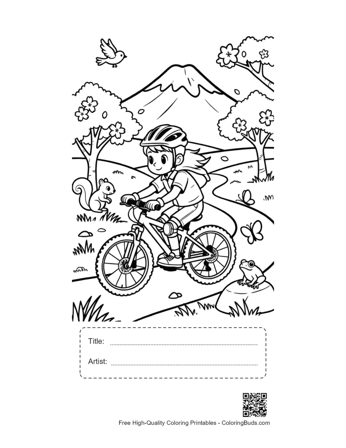 Free mountain bike printable with title artist box