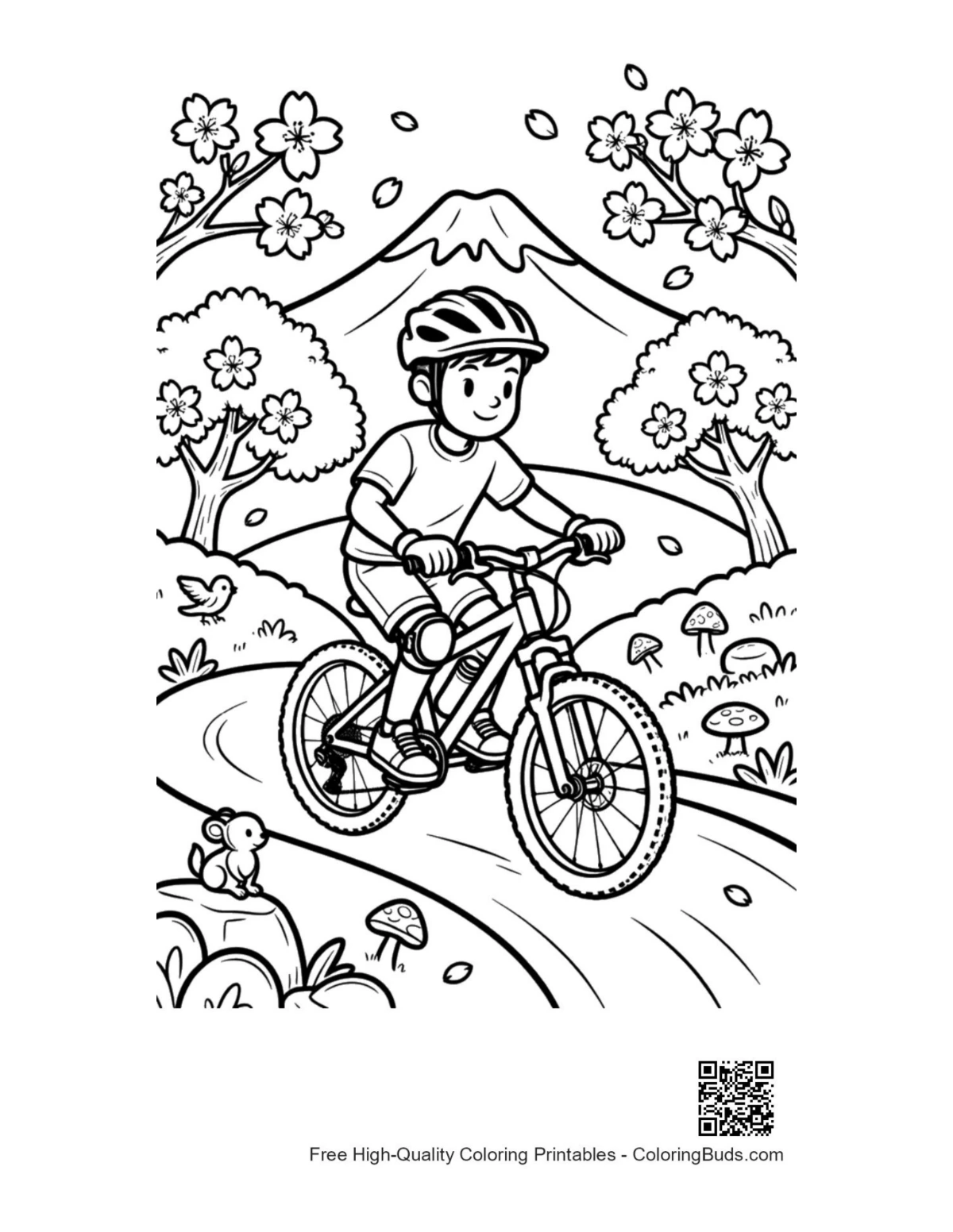Mountain bike coloring sheet printable outline