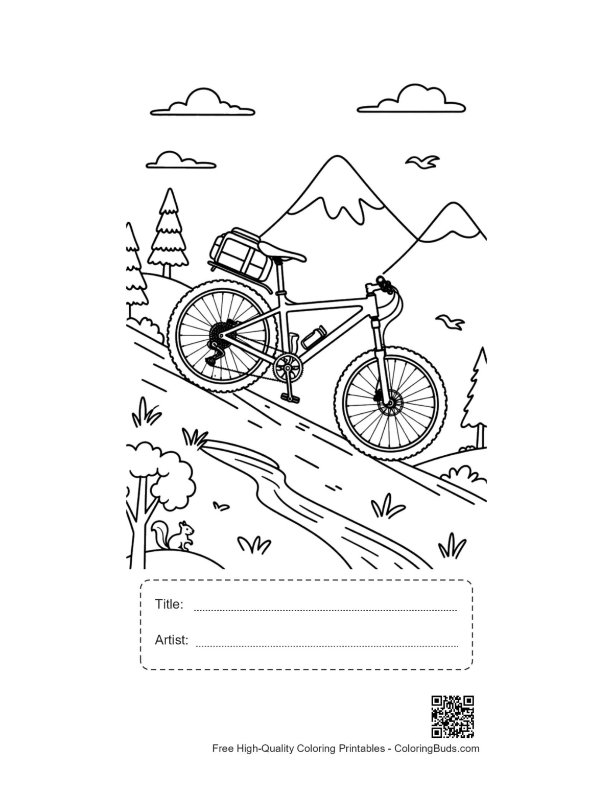 Mountain bike printable with title and artist box