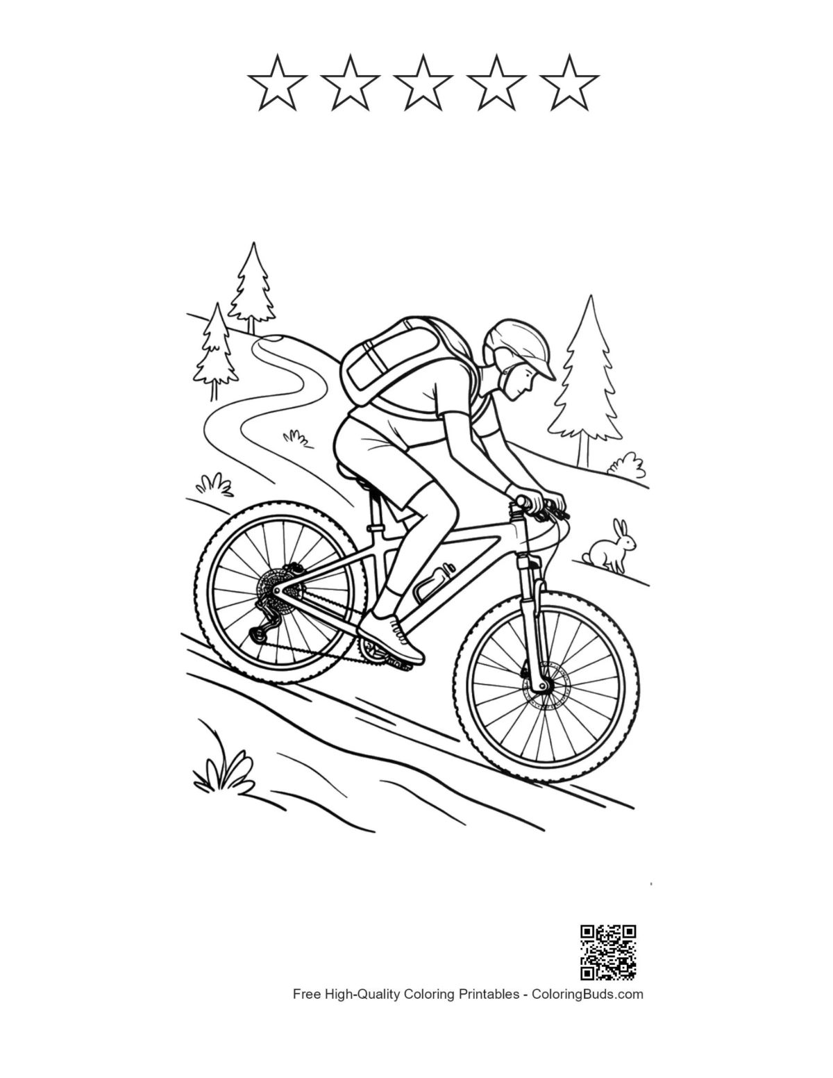 Mountain bike with 5 star outlines printable