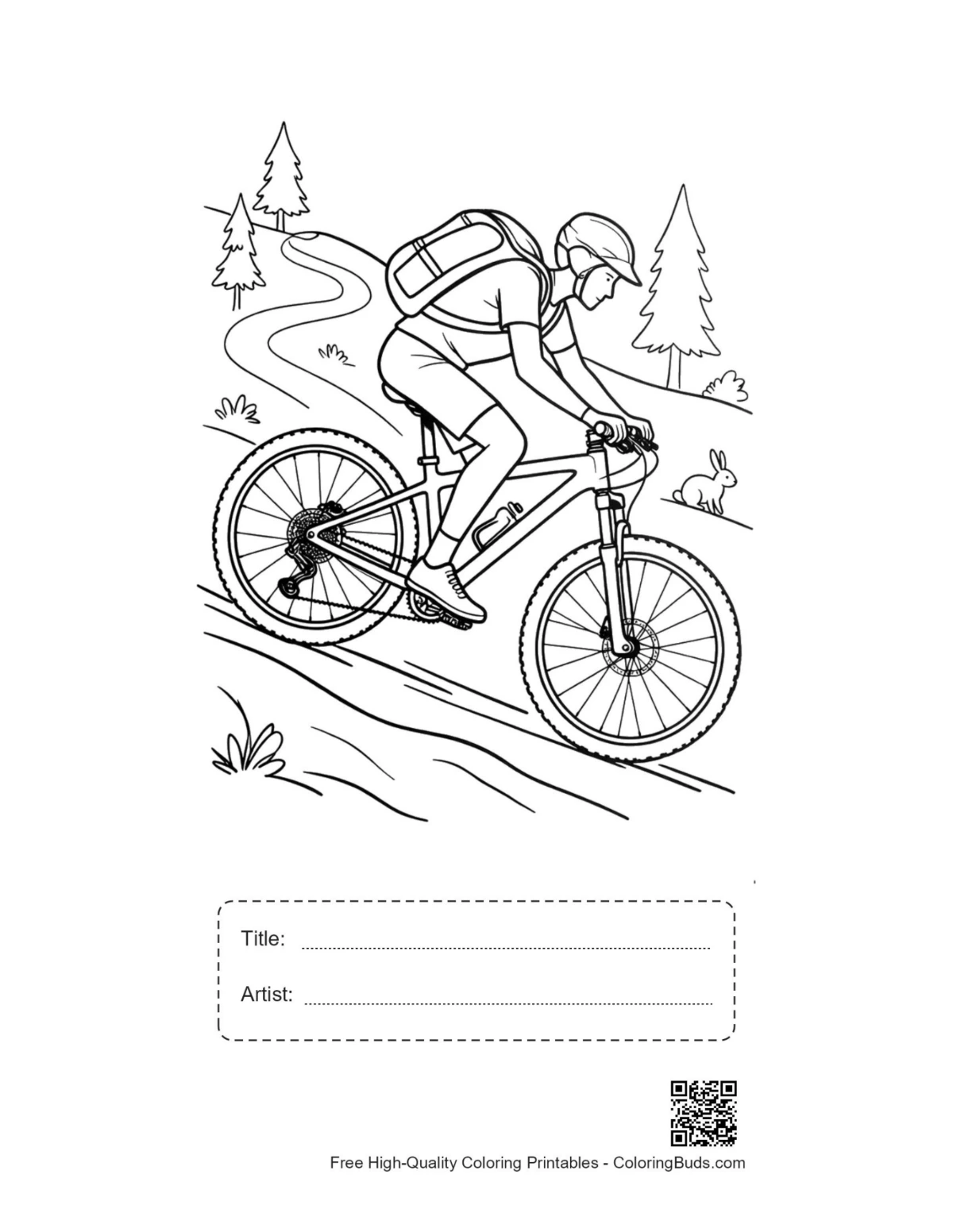 Printable mountain bike with title artist box