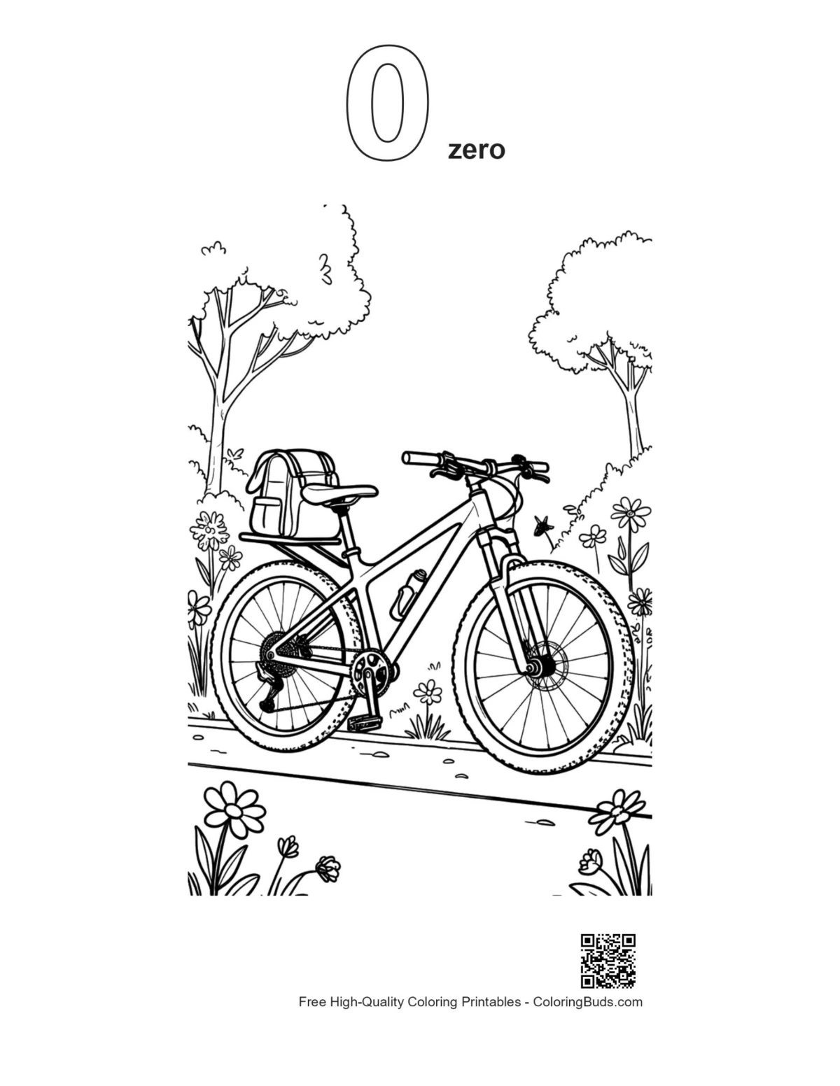 Outline mountain bike forest trail printable