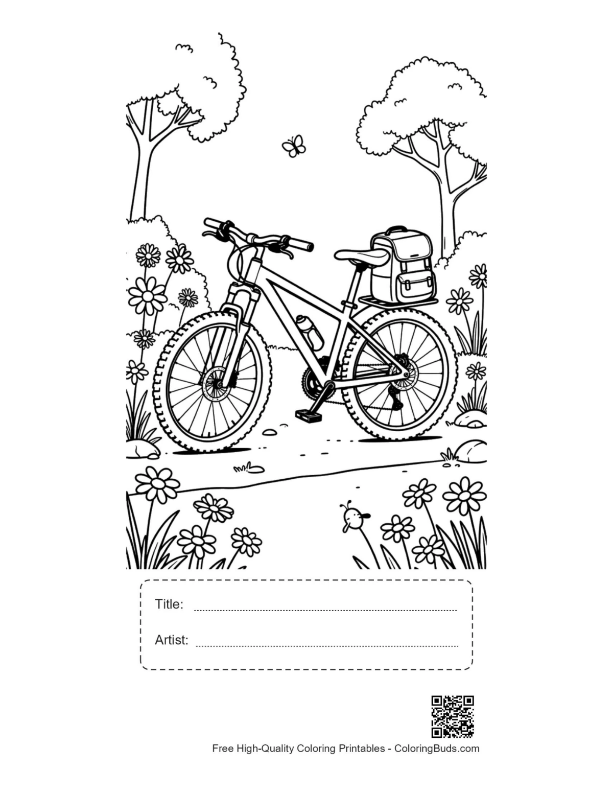 Mountain bike printable with title artist box