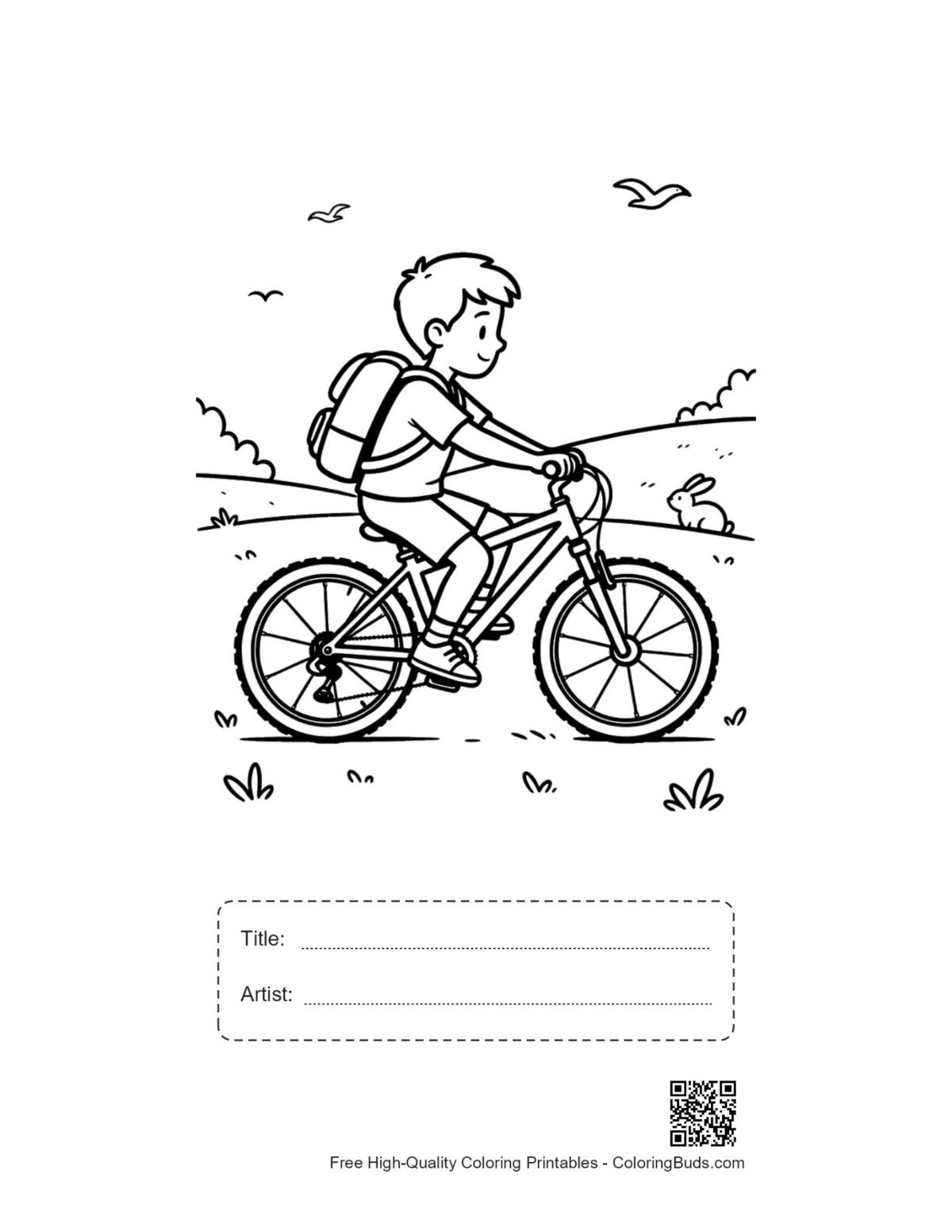 Forest trail bike ride printable with title box