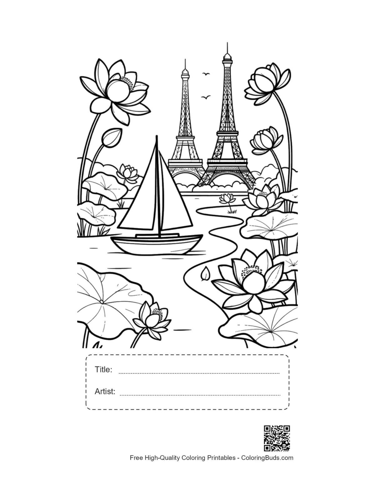 Cute sailboat printable with title box