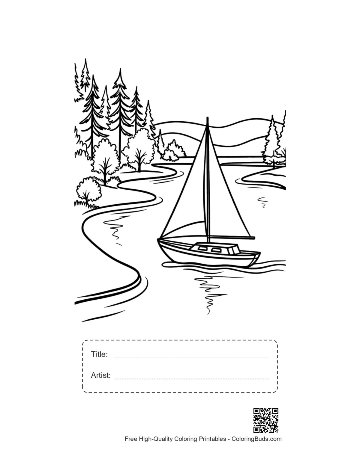 Printable sailboat sheet with title artist box