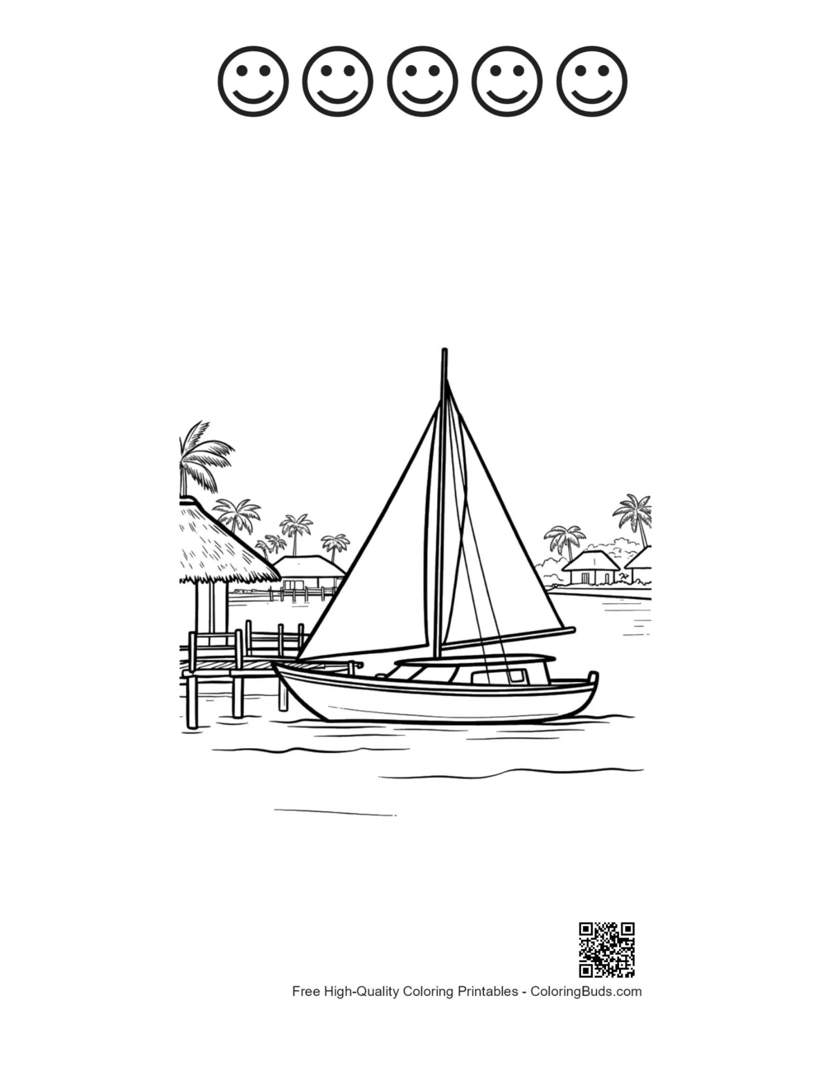 Easy sailboat sheet with 5 happy faces