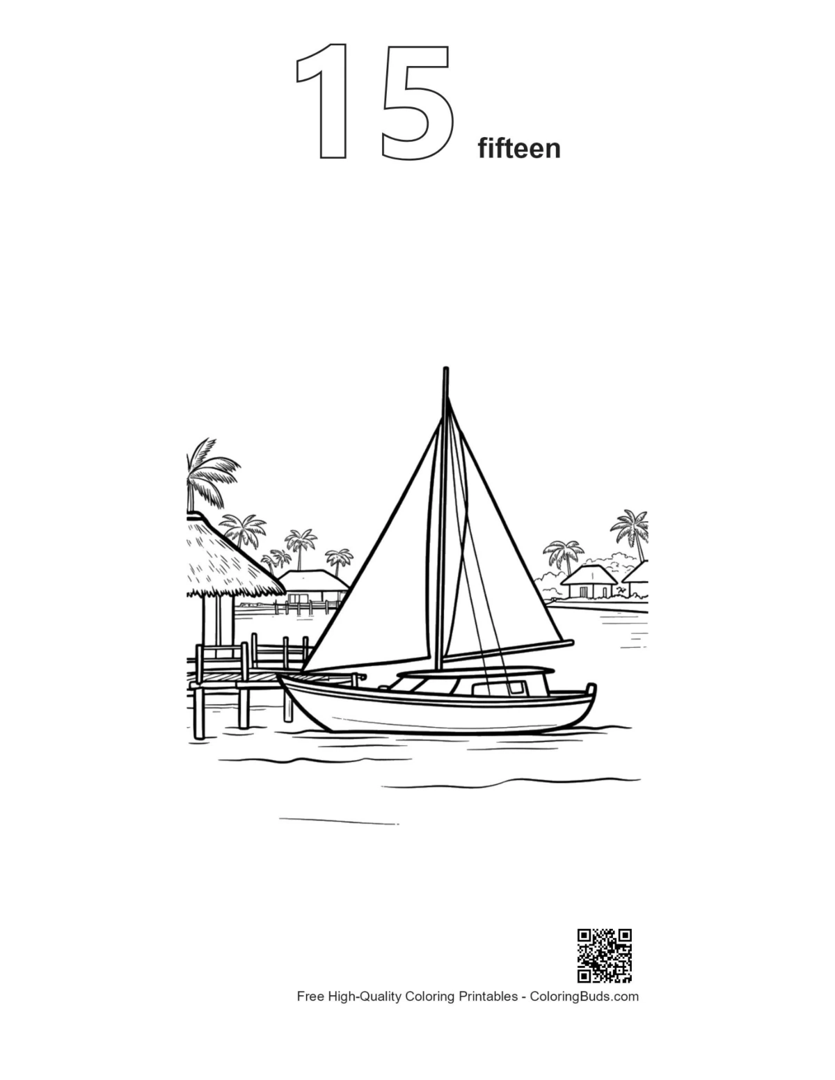 Easy sailboat coloring page outline number 15