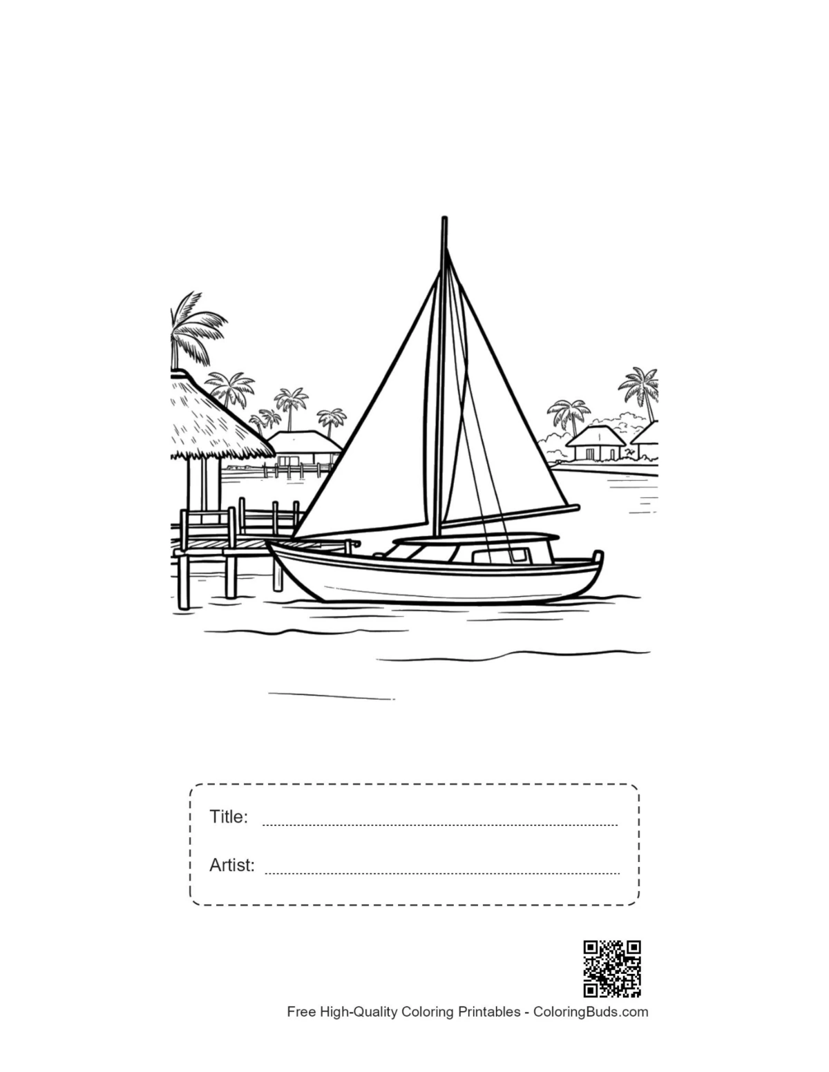 Easy sailboat printable with title artist box