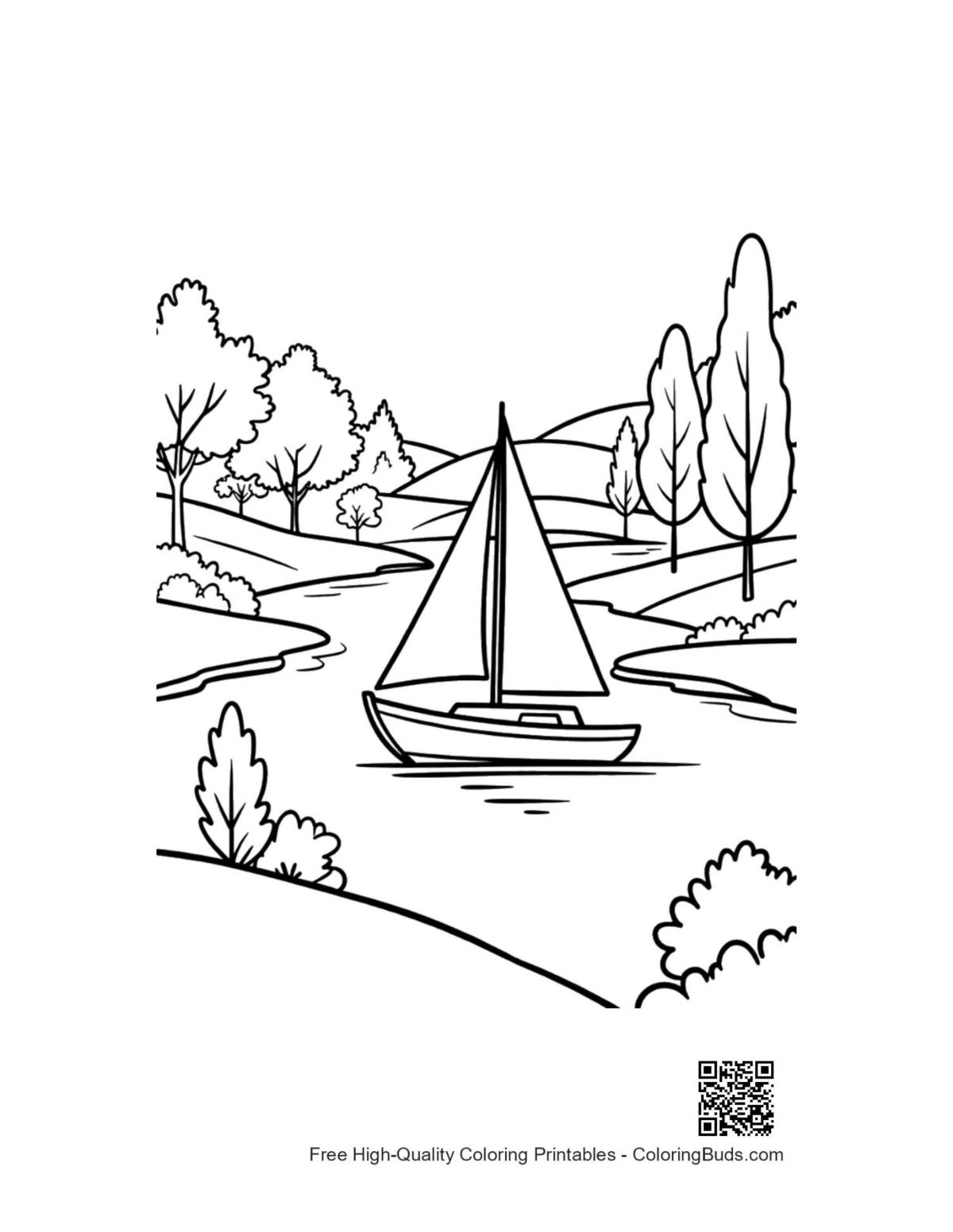 Free sailboat coloring page printable outline