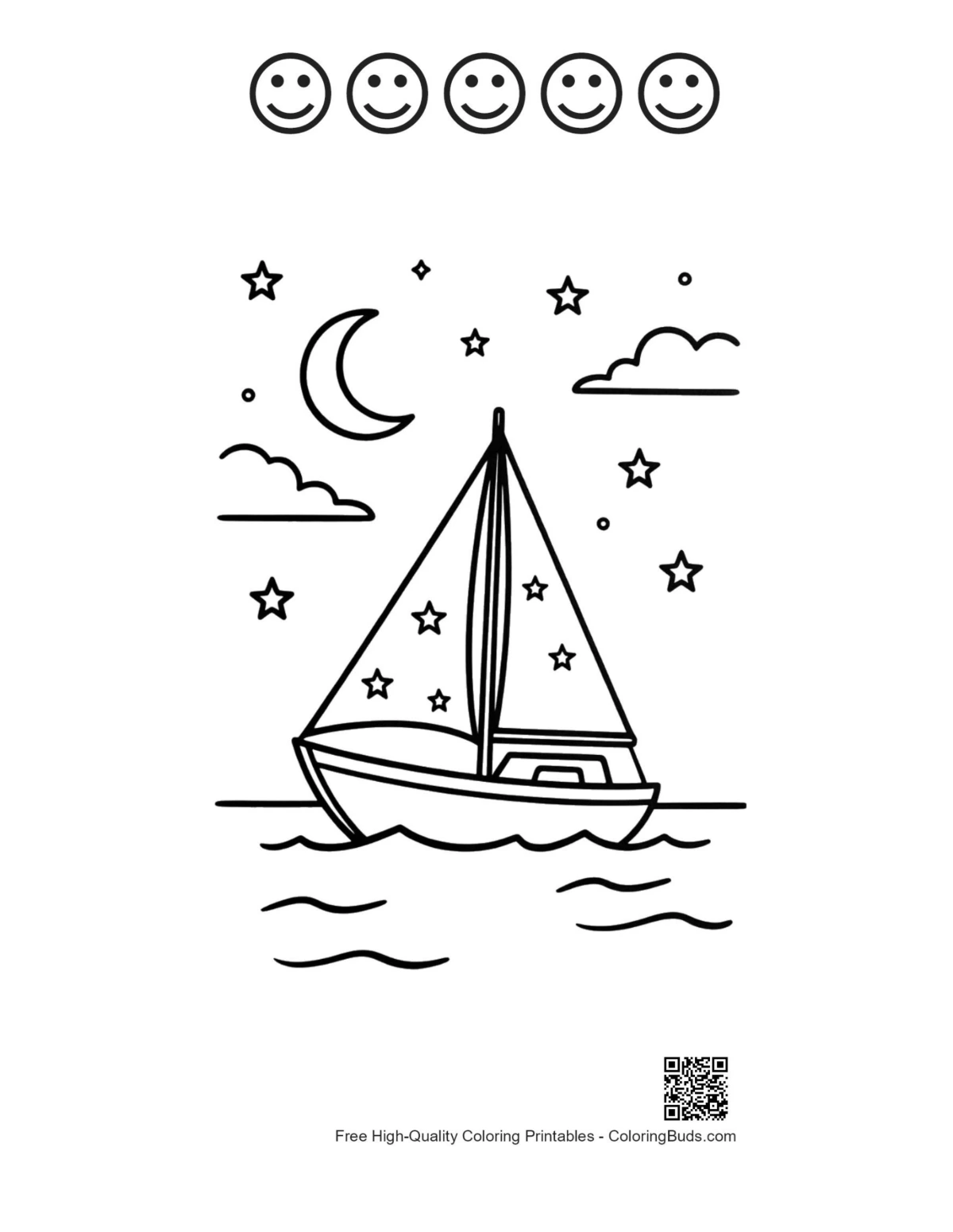 Sailboat night printable with happy faces