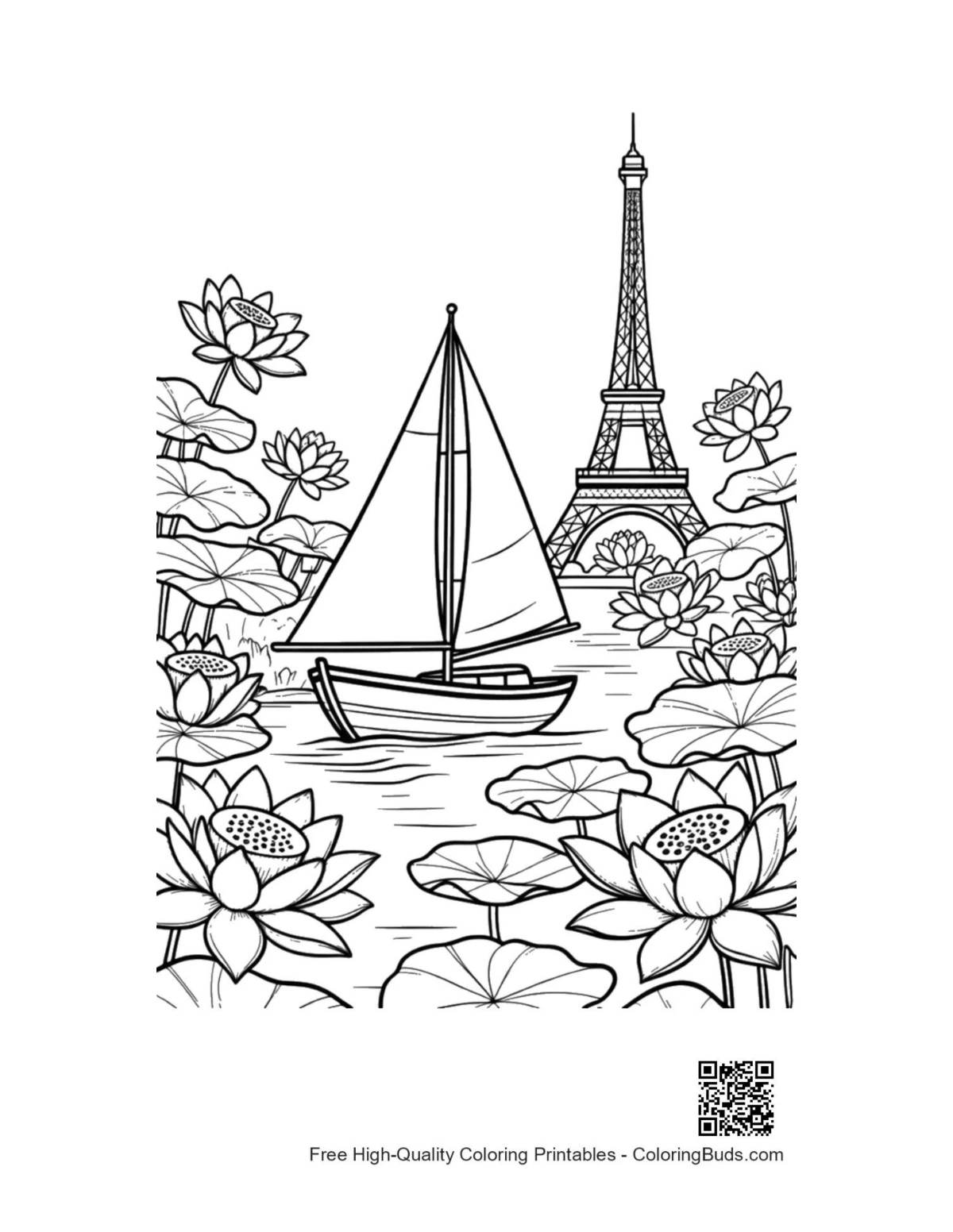 Free printable sailboat coloring page