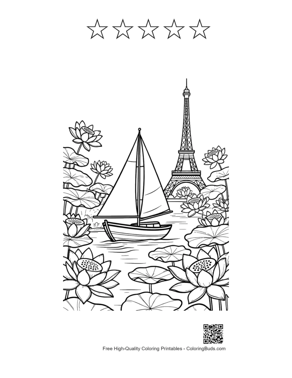 Sailboat page with 5 stars outline