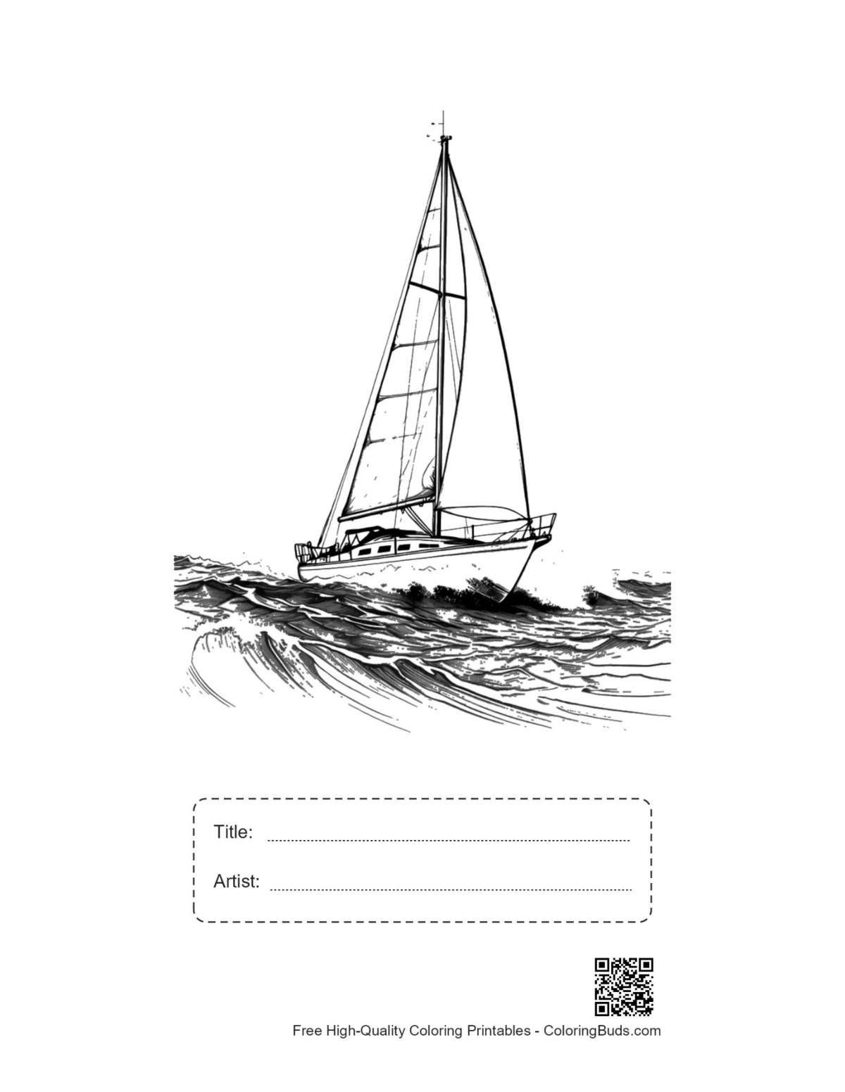 Sailboat printable with title and artist box