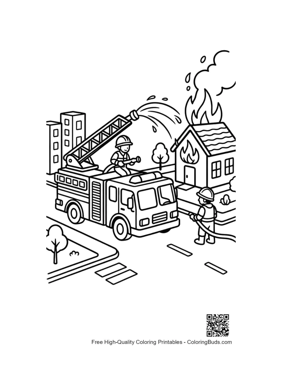 Printable Fire Engine coloring page download