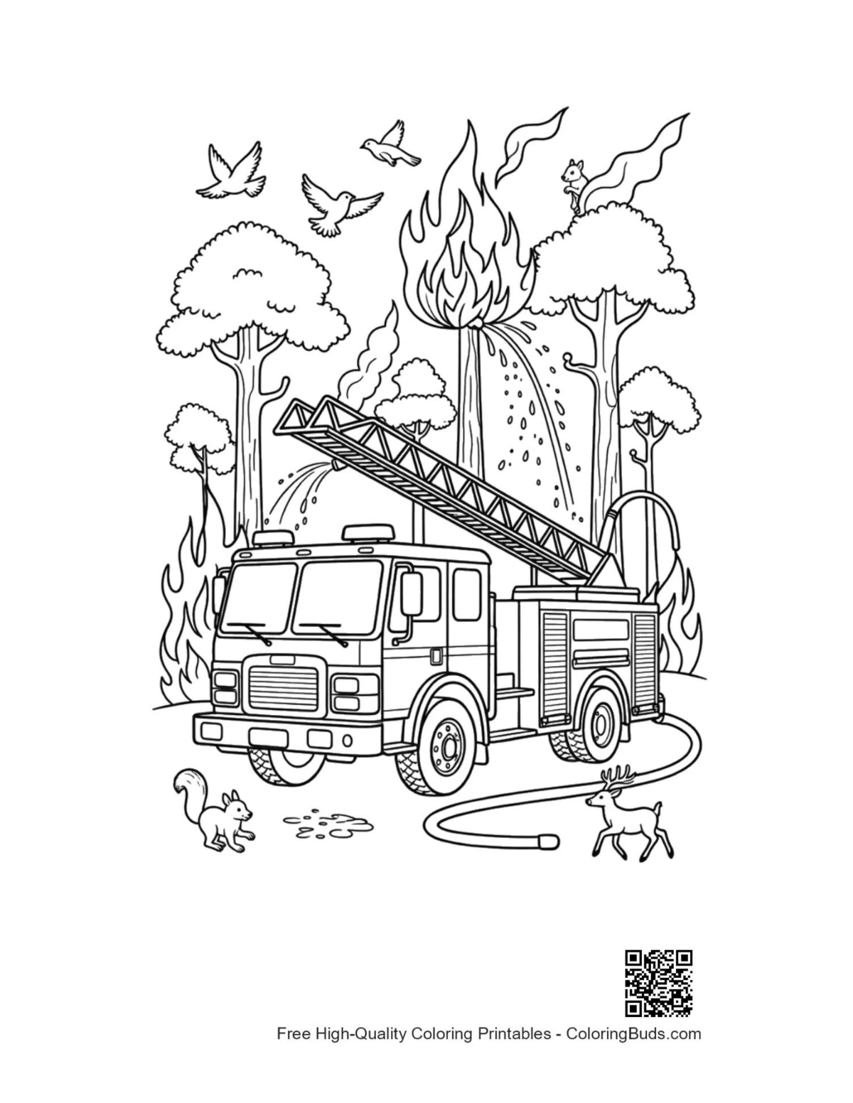 Free fire engine coloring page printable outline