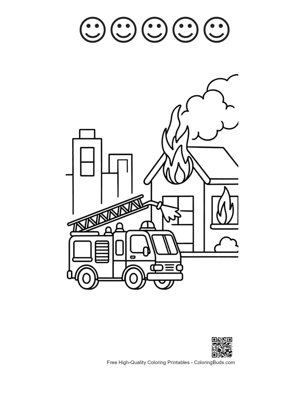 Fire engine fire printable with happy faces