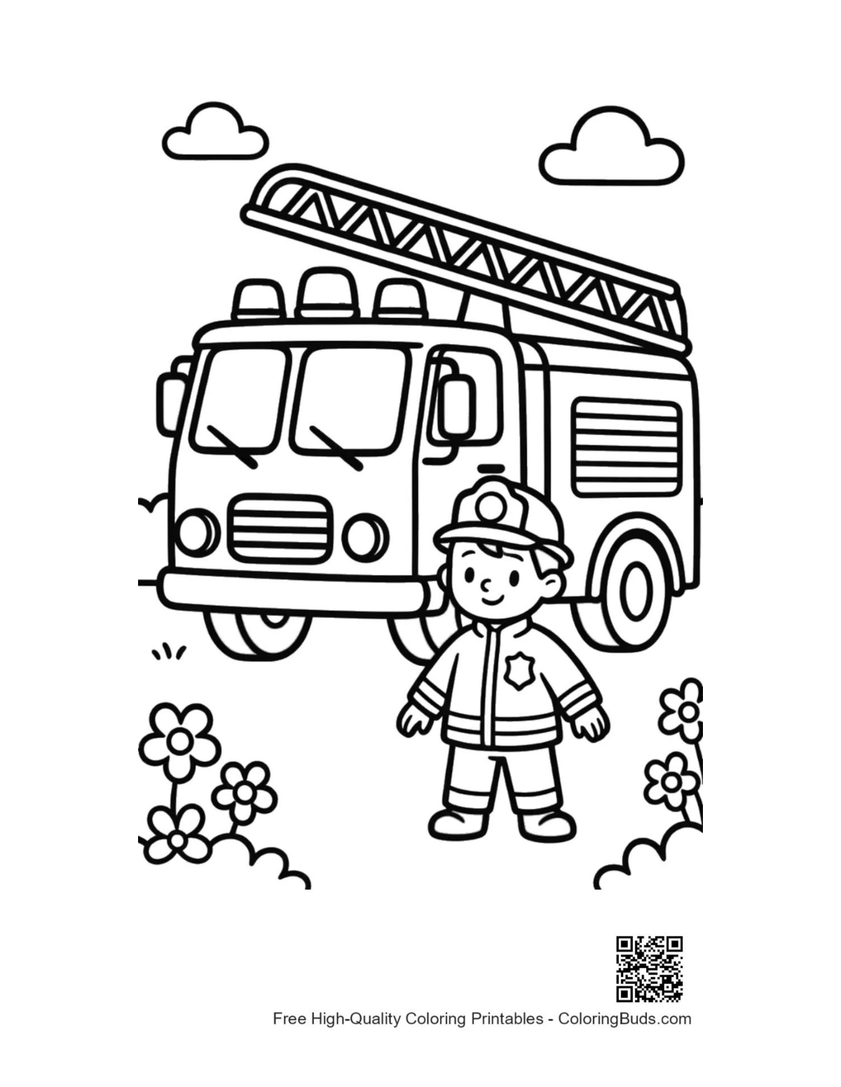 Free printable fire engine coloring page