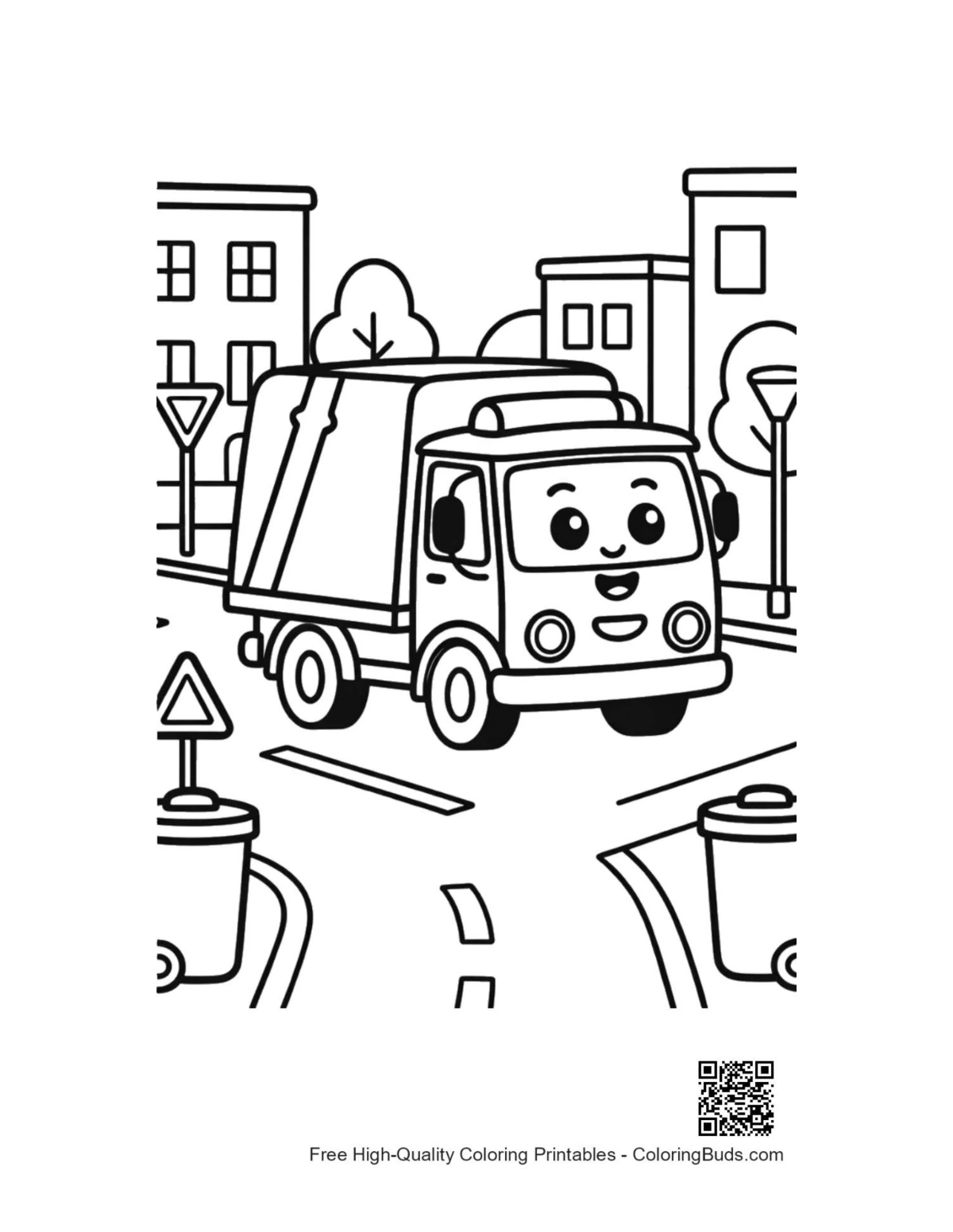 Recycling truck coloring page printable download