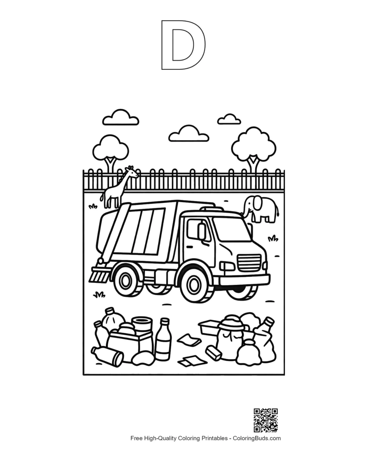Recycling truck outline with alphabet D shape