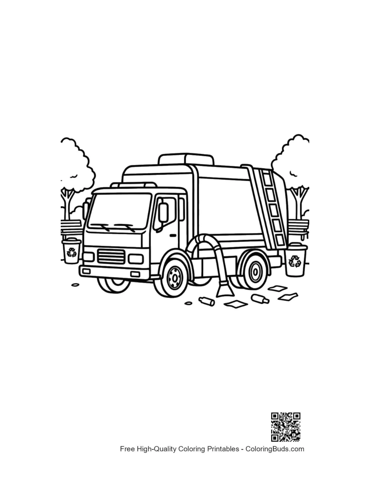Free recycling truck coloring page printable