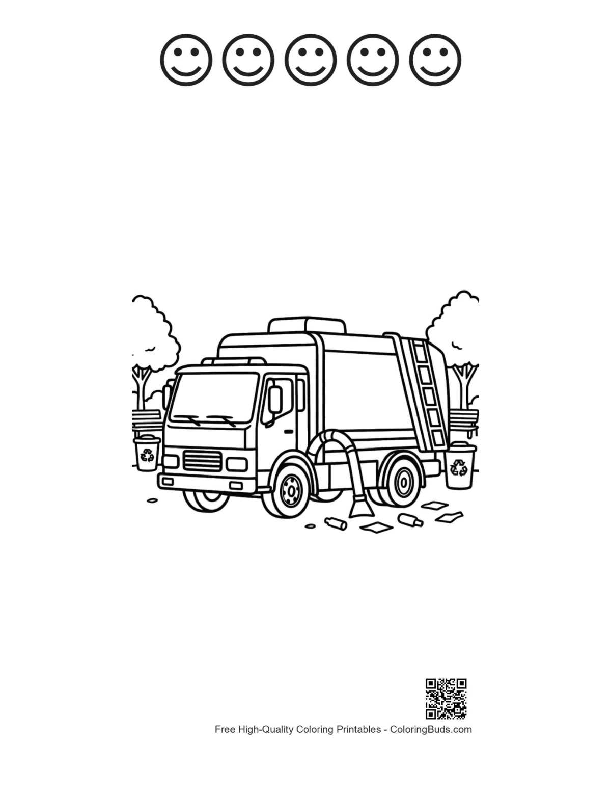 Recycling truck sheet with 5 happy faces