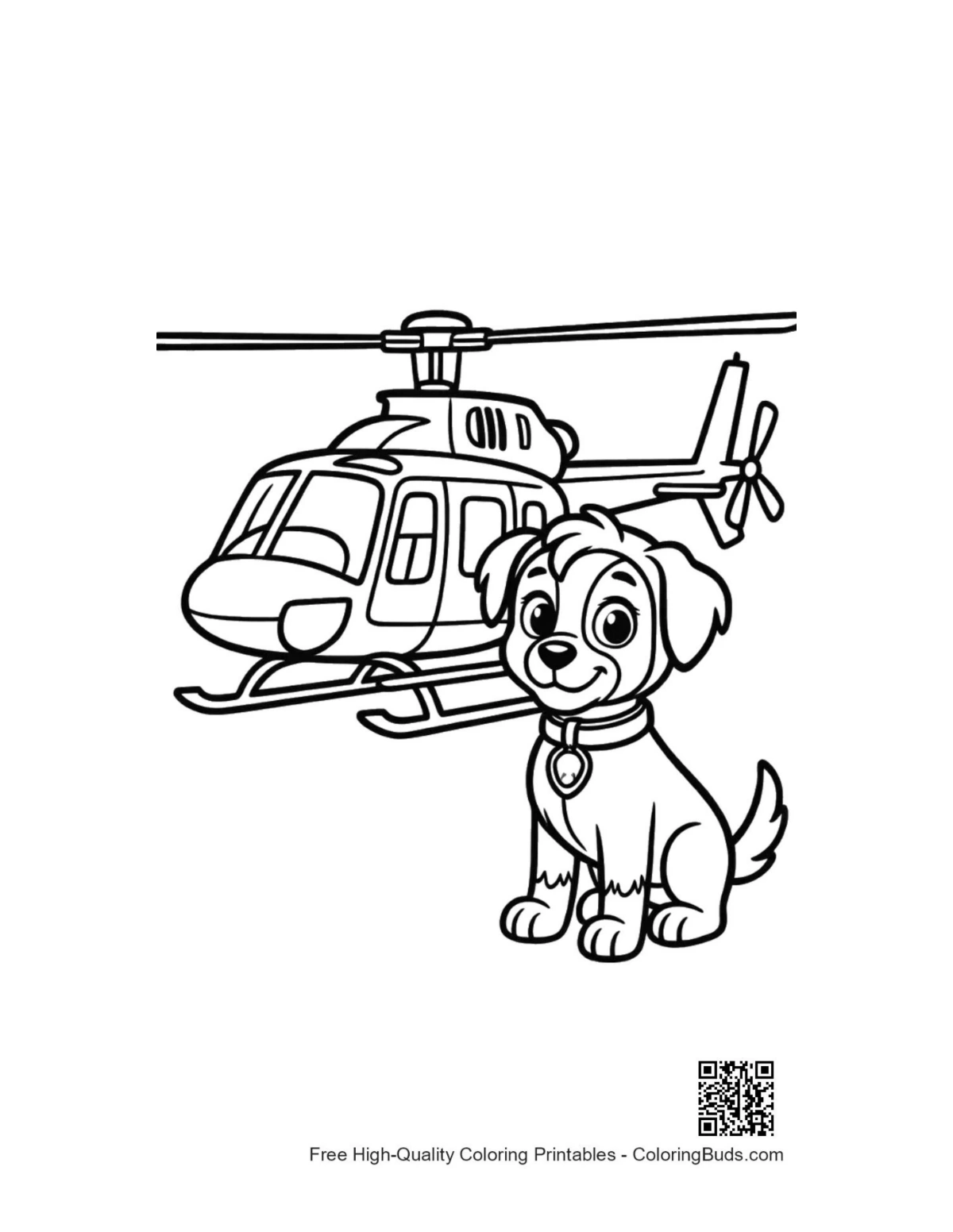 Cute puppy by rescue chopper coloring page printable