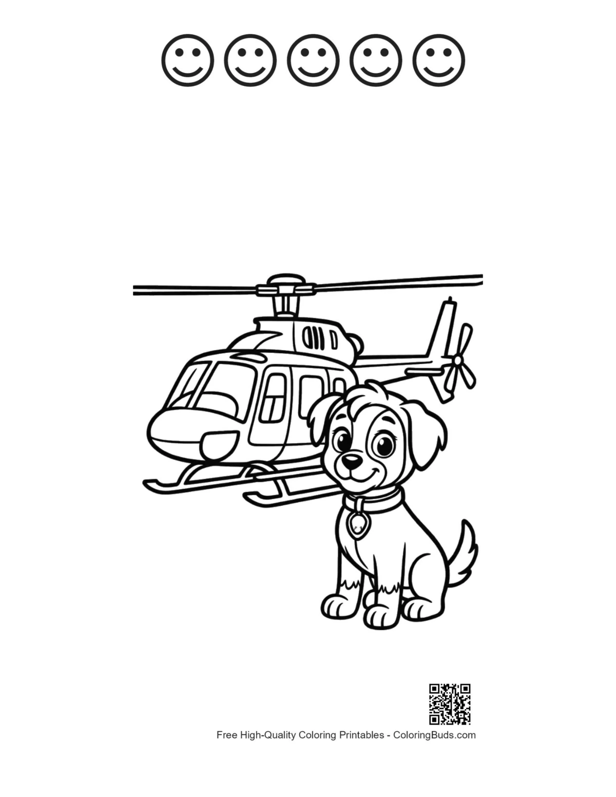 Cute puppy rescue chopper with happy faces printable